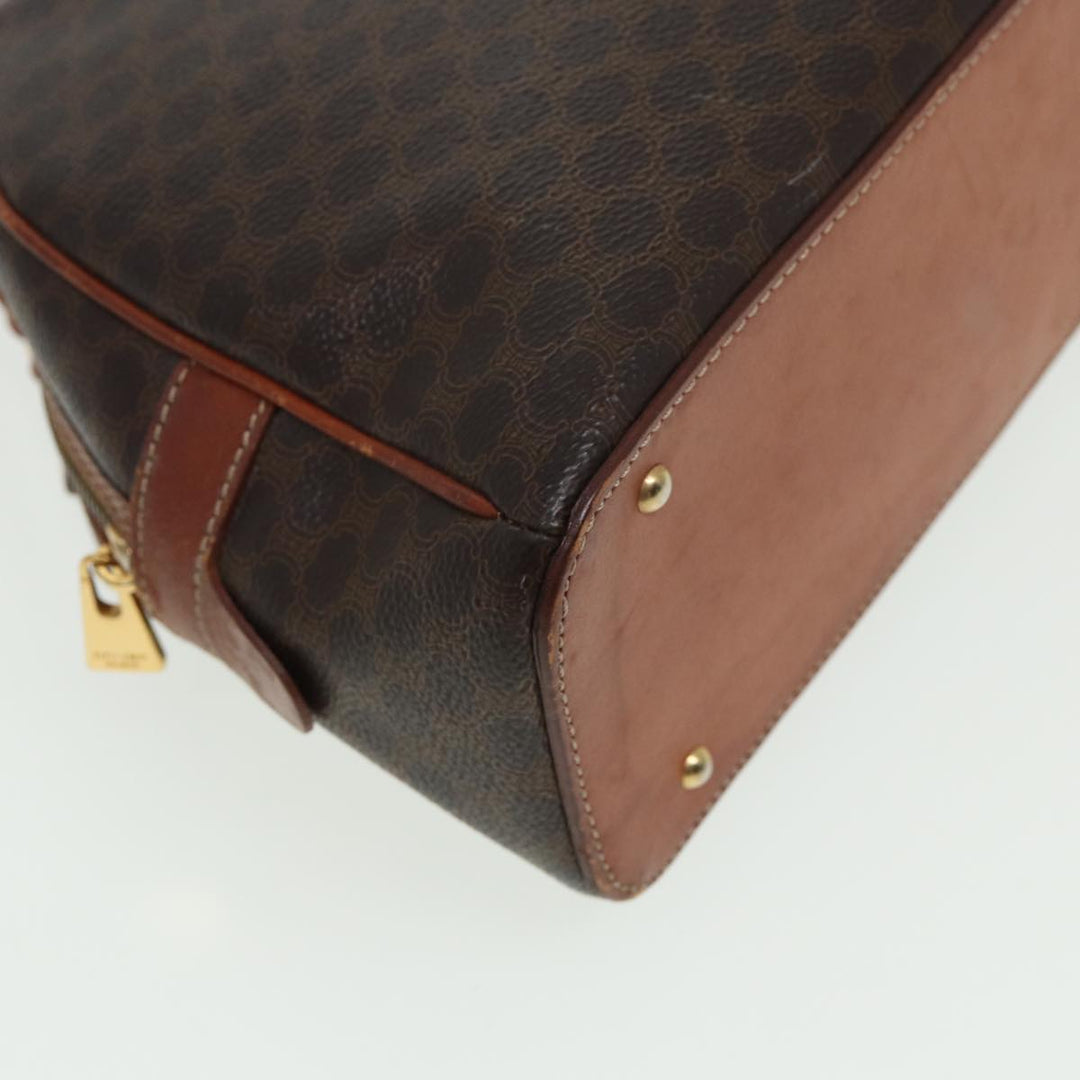 Celine Macadam Canvas Hand Bag PVC Leather Brown Auth yk13638