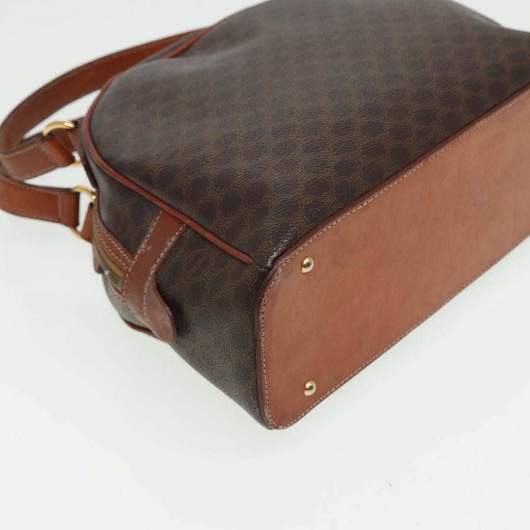 Celine Macadam Canvas Hand Bag PVC Leather Brown Auth yk13638