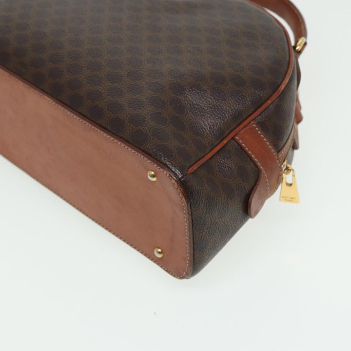 Celine Macadam Canvas Hand Bag PVC Leather Brown Auth yk13638