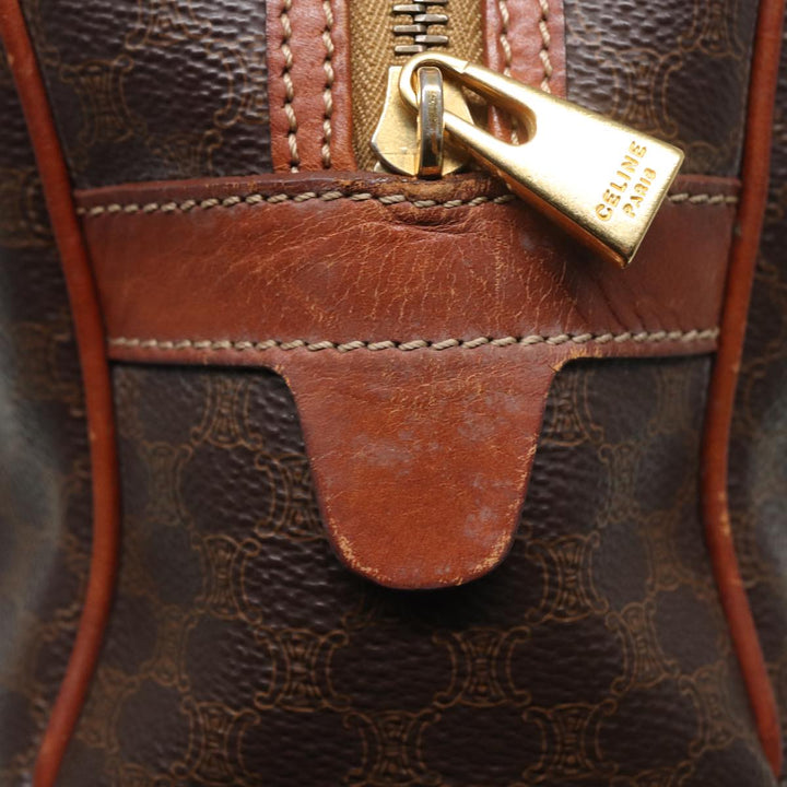 Celine Macadam Canvas Hand Bag PVC Leather Brown Auth yk13638