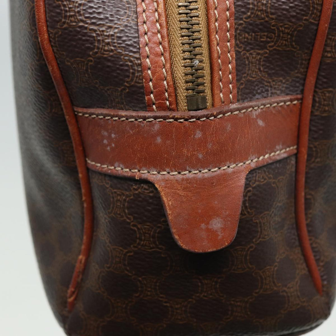 Celine Macadam Canvas Hand Bag PVC Leather Brown Auth yk13638
