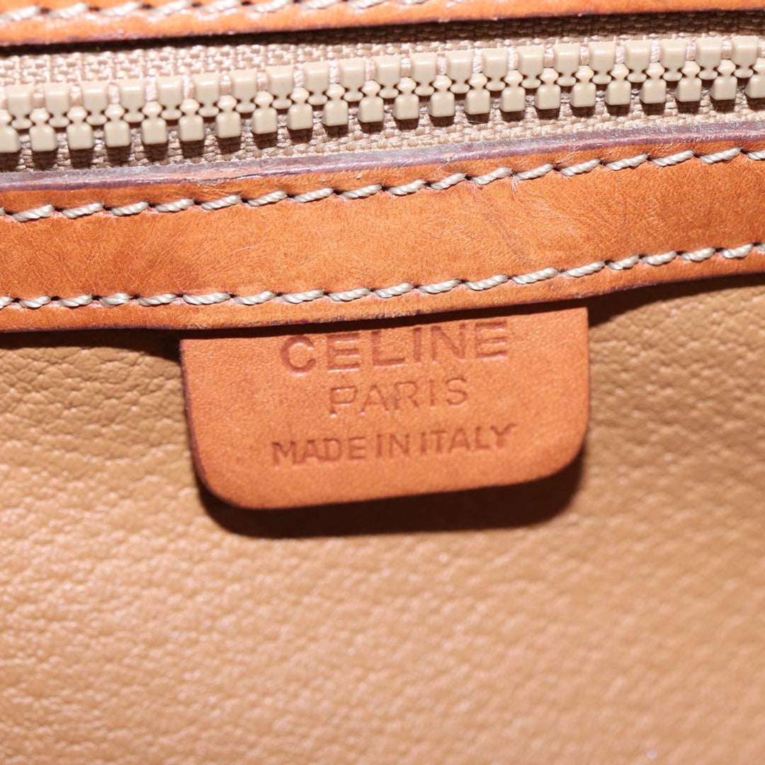 Celine Macadam Canvas Hand Bag PVC Leather Brown Auth yk13638