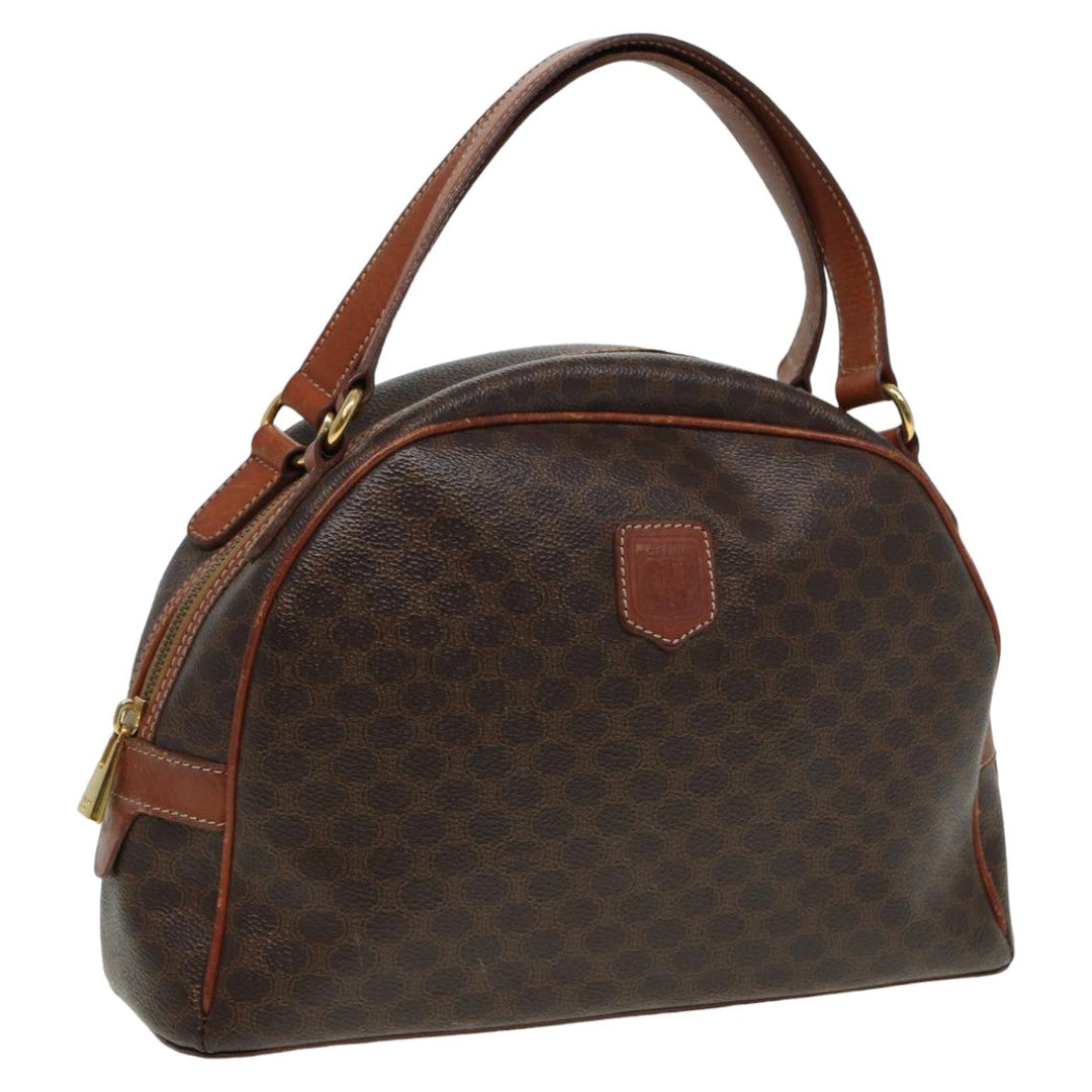 Celine Macadam Canvas Hand Bag PVC Leather Brown Auth yk13638