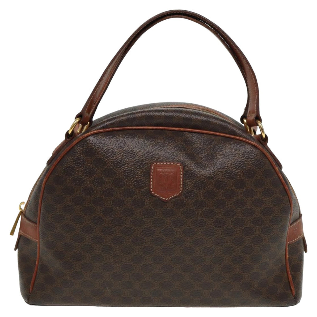 Celine Macadam Canvas Hand Bag PVC Leather Brown Auth yk13638