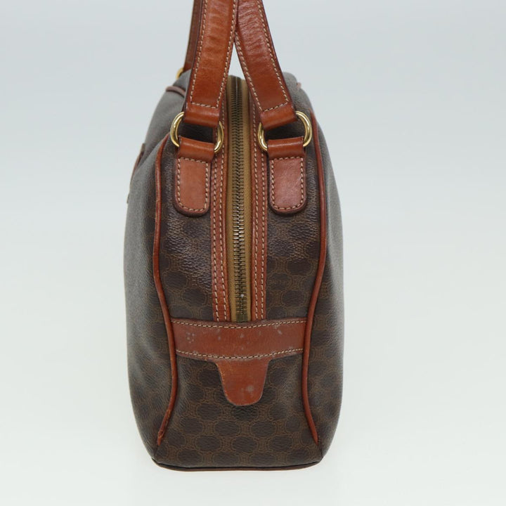 Celine Macadam Canvas Hand Bag PVC Leather Brown Auth yk13638