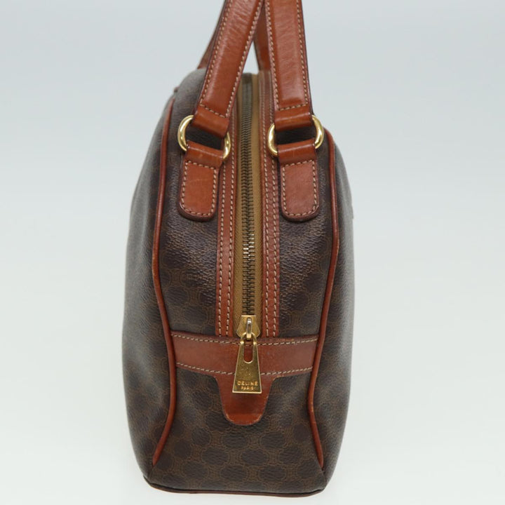 Celine Macadam Canvas Hand Bag PVC Leather Brown Auth yk13638