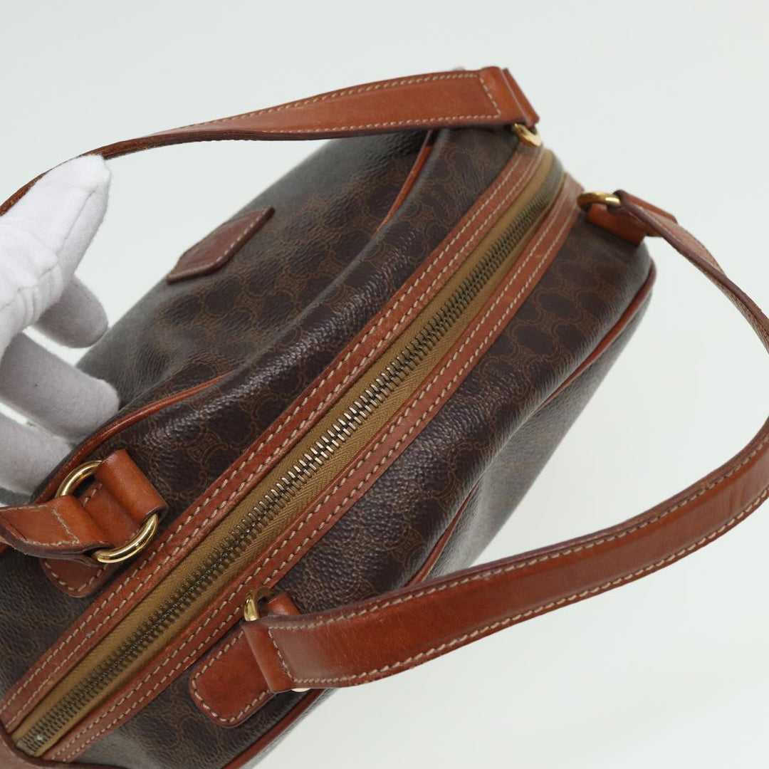 Celine Macadam Canvas Hand Bag PVC Leather Brown Auth yk13638