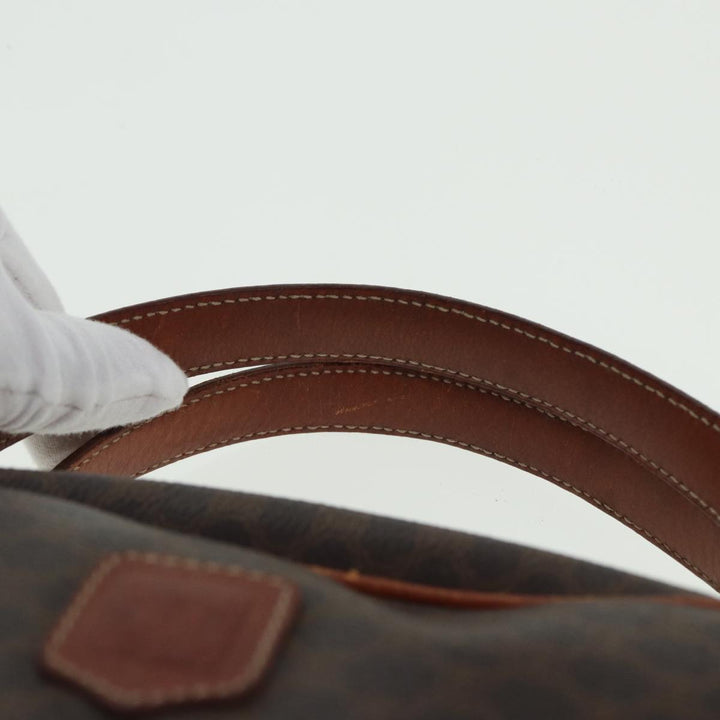 Celine Macadam Canvas Hand Bag PVC Leather Brown Auth yk13638