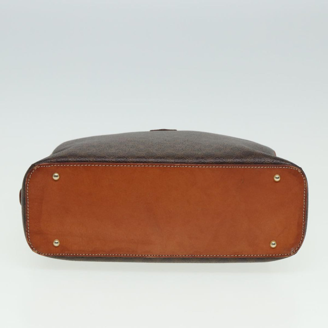 Celine Macadam Canvas Hand Bag PVC Leather Brown Auth yk13638