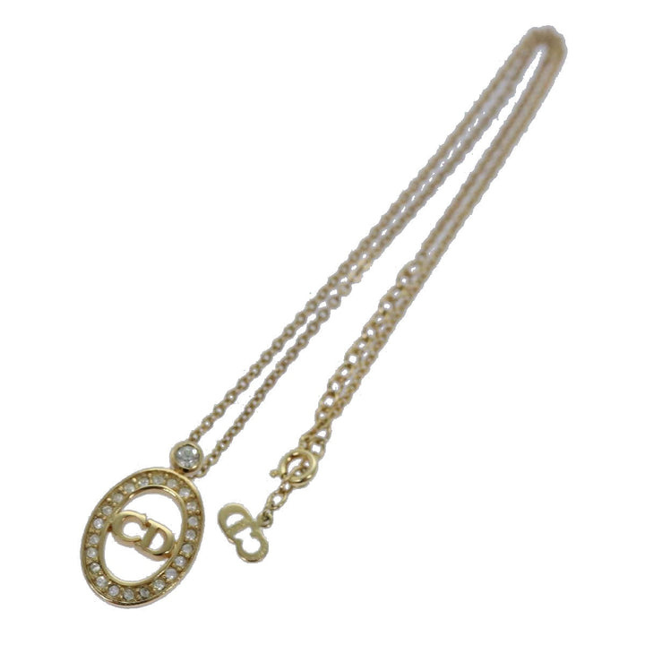 CHRISTIAN Top quality Dior Necklace metal Gold Auth yk13672