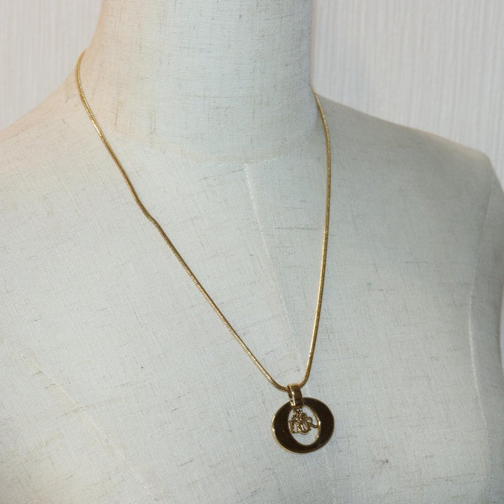 CHRISTIAN Top quality Dior Necklace metal Gold Auth yk13674