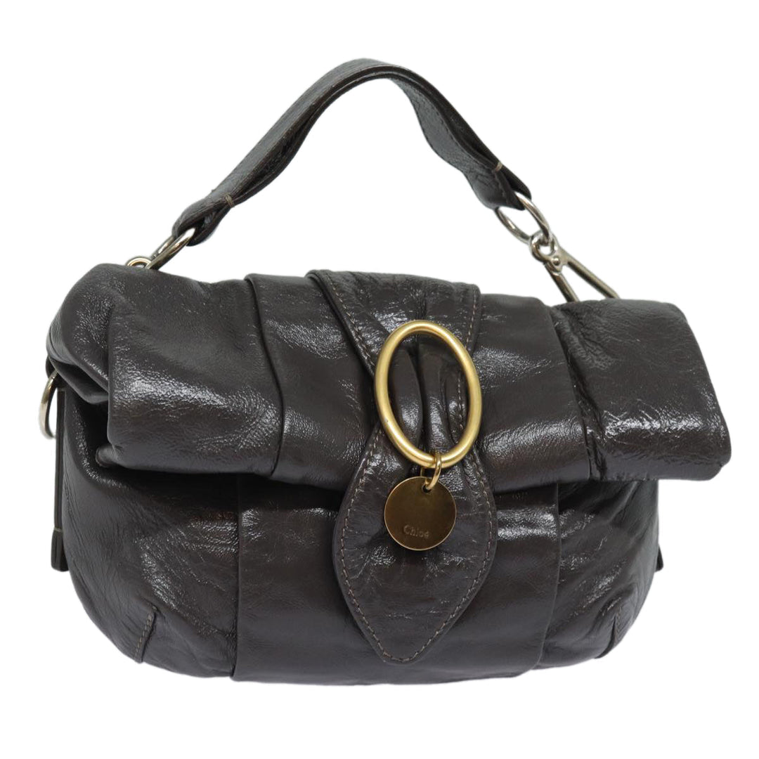 Chloe Hand Bag Enamel Brown yk13703