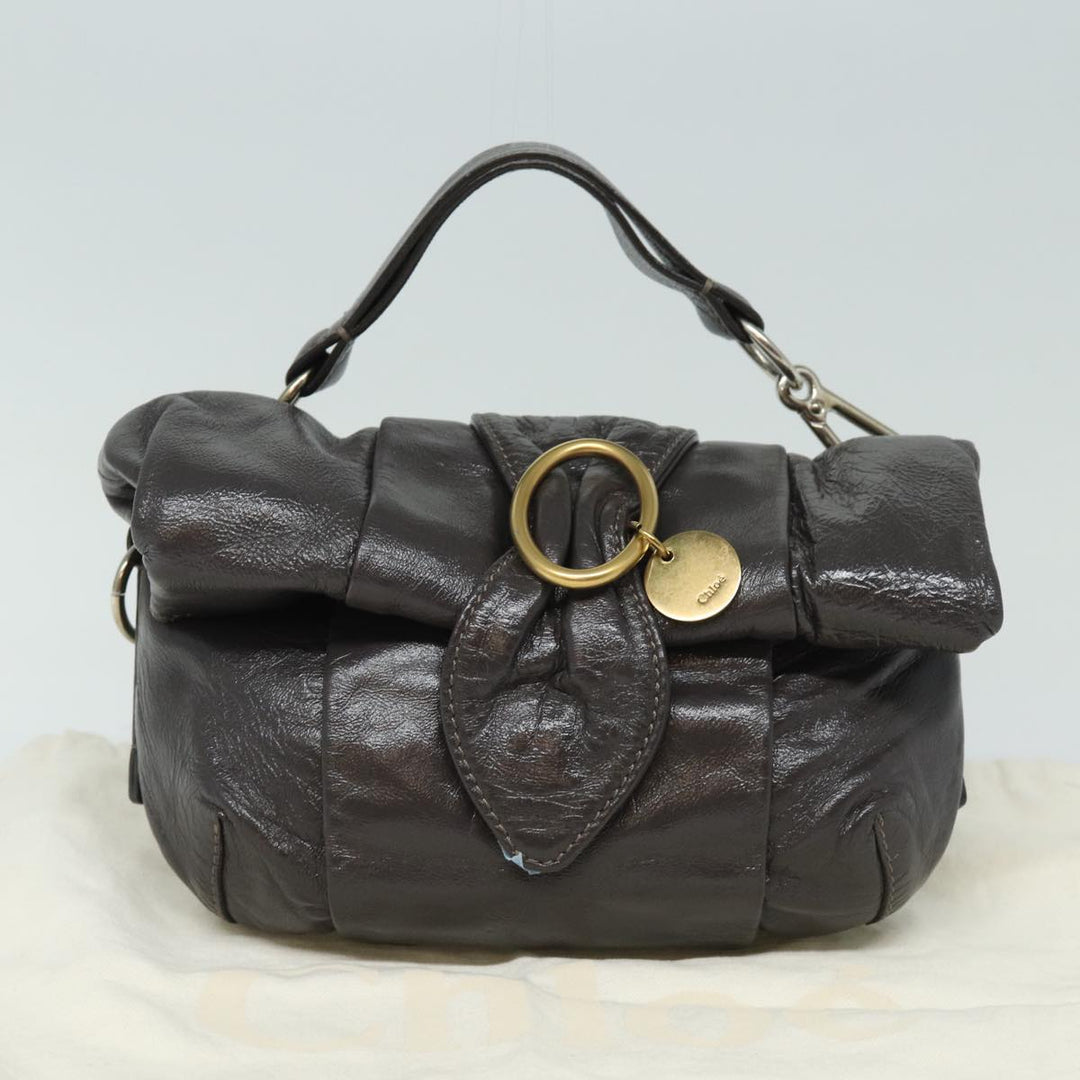 Chloe Hand Bag Enamel Brown yk13703