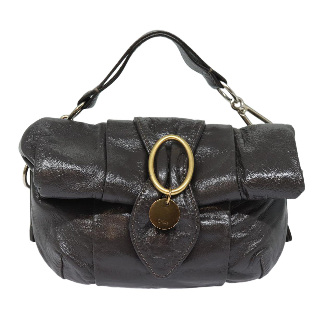 Chloe Hand Bag Enamel Brown yk13703