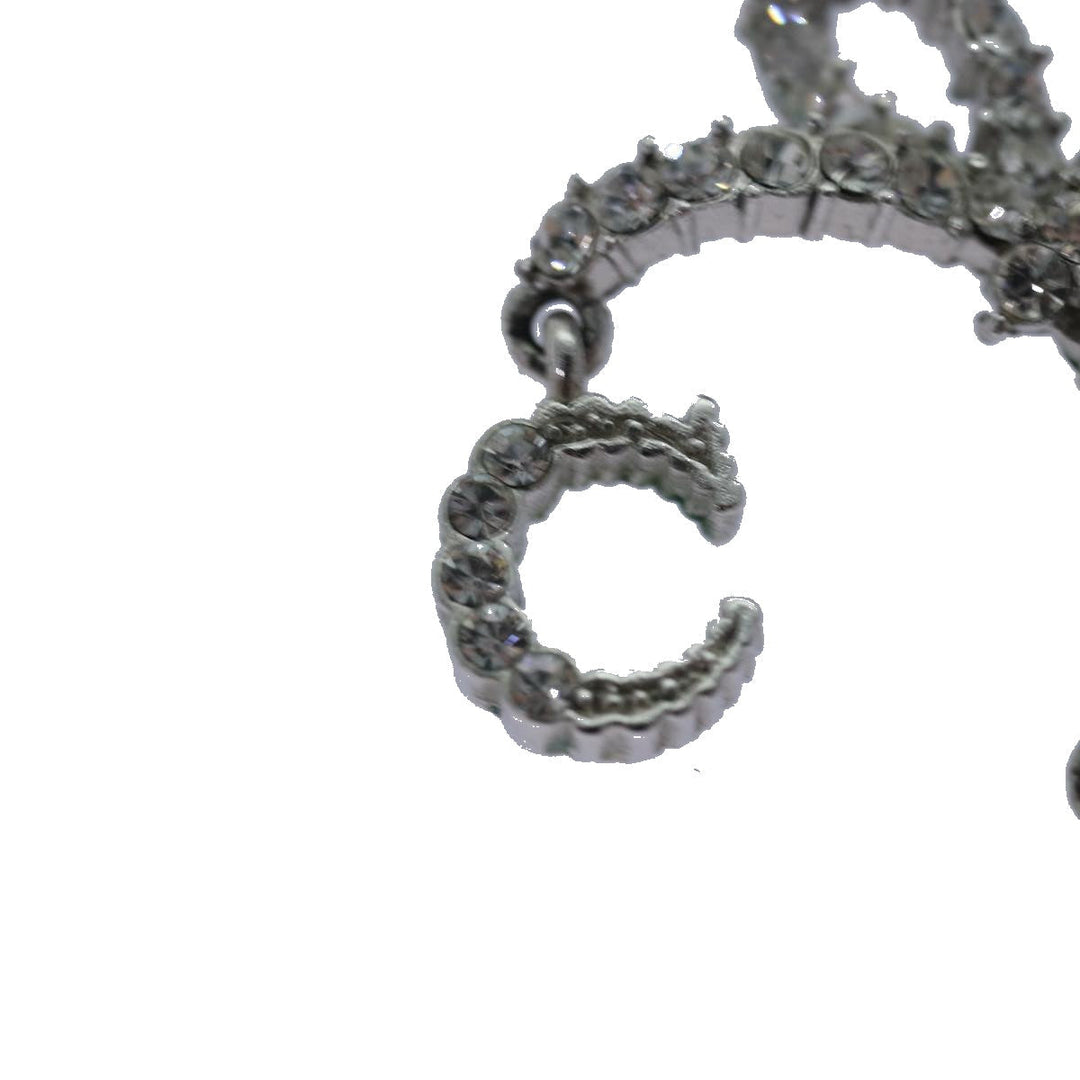 CHRISTIAN Top quality Dior Ribbon Stone Necklace metal Silver Auth yk13713