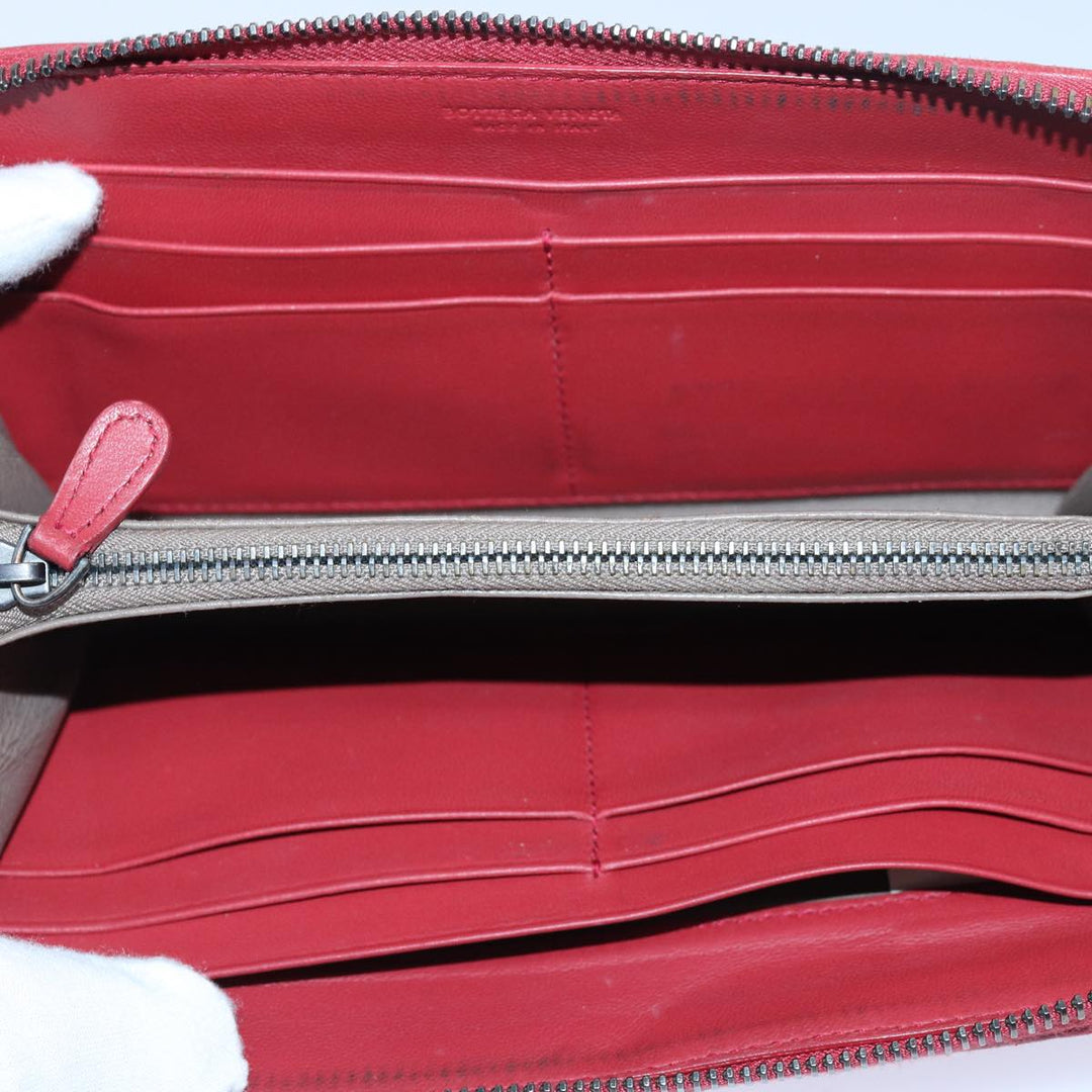 Bottega veneta INTRECCIATO Long Wallet Leather Red Auth yk13729