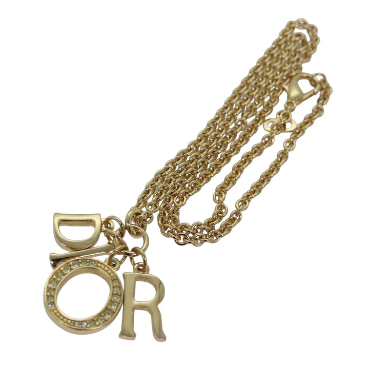 CHRISTIAN Top quality Dior Necklace metal Gold Auth yk13755