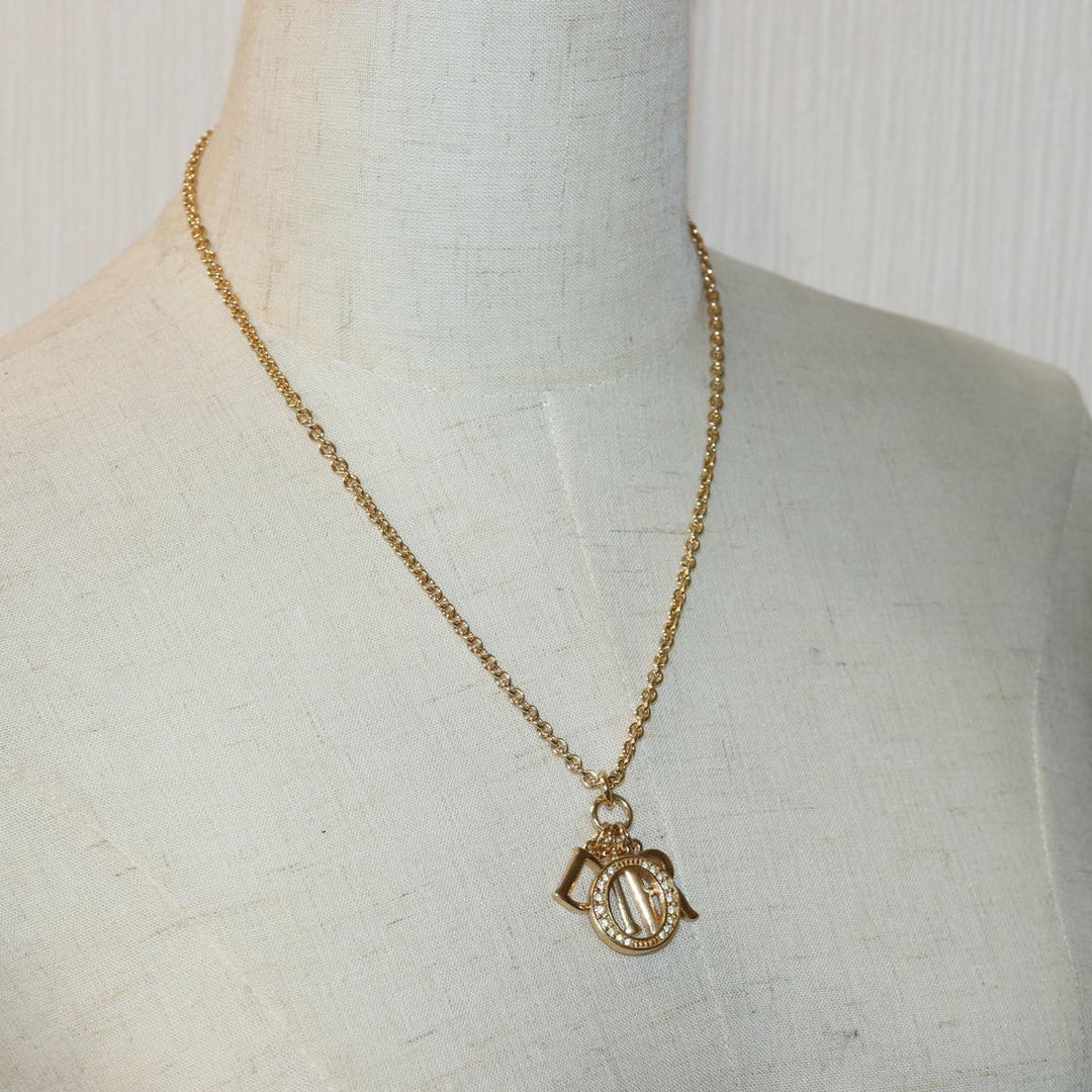 CHRISTIAN Top quality Dior Necklace metal Gold Auth yk13755