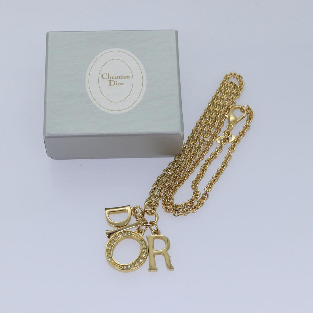 CHRISTIAN Top quality Dior Necklace metal Gold Auth yk13755