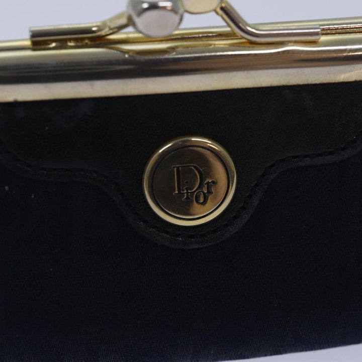 CHRISTIAN Top quality Dior Trotter Canvas Gamaguchi Coin Purse Navy Auth yk13757