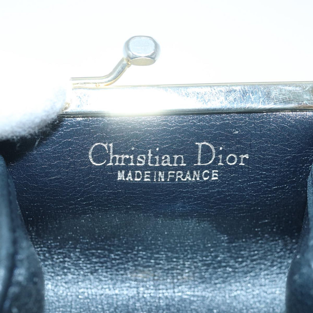 CHRISTIAN Top quality Dior Trotter Canvas Gamaguchi Coin Purse Navy Auth yk13757