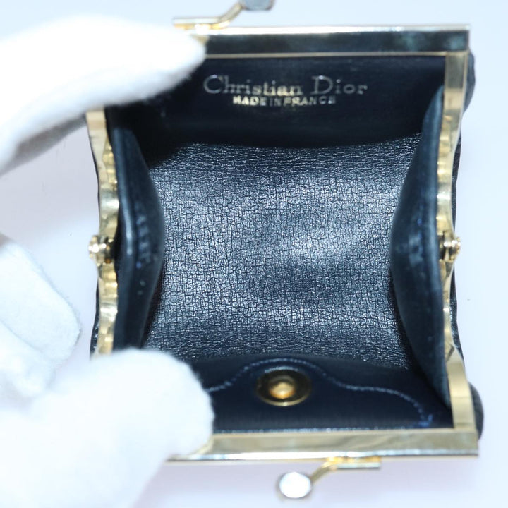 CHRISTIAN Top quality Dior Trotter Canvas Gamaguchi Coin Purse Navy Auth yk13757