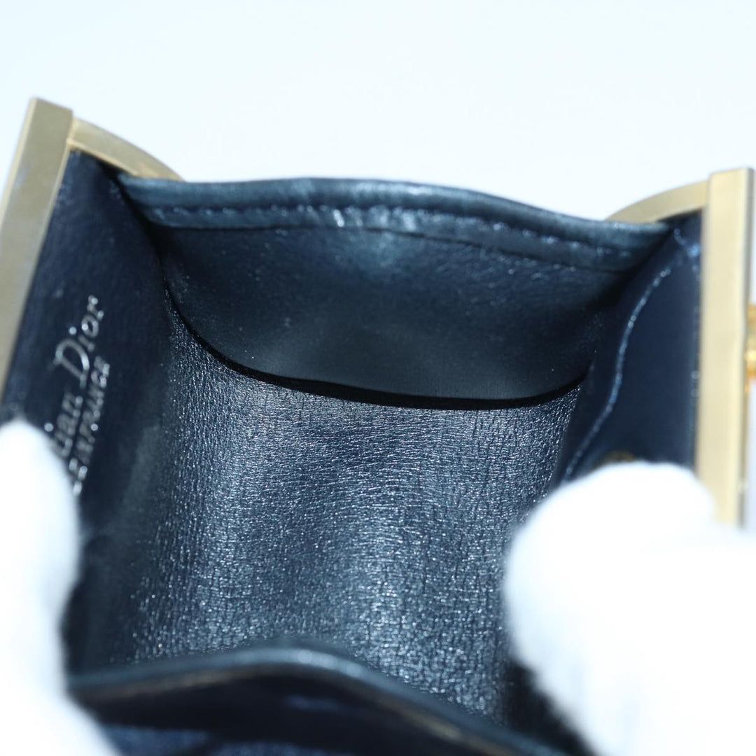 CHRISTIAN Top quality Dior Trotter Canvas Gamaguchi Coin Purse Navy Auth yk13757