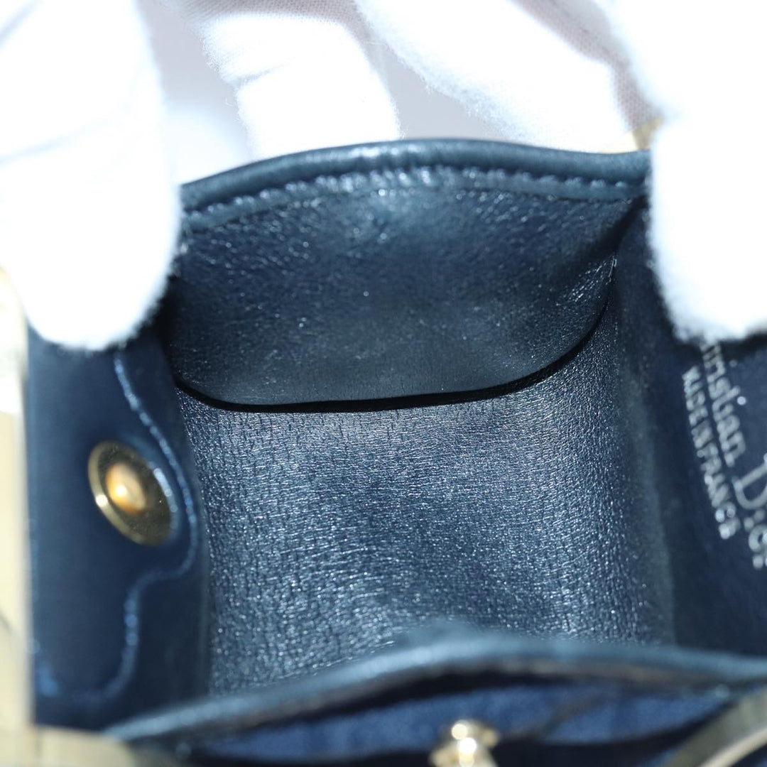 CHRISTIAN Top quality Dior Trotter Canvas Gamaguchi Coin Purse Navy Auth yk13757