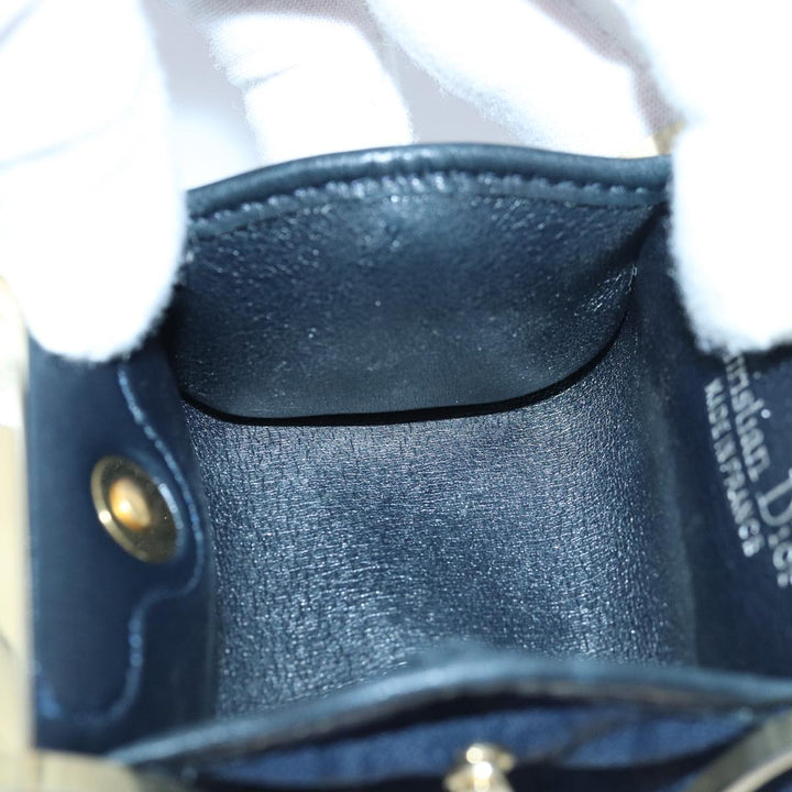 CHRISTIAN Top quality Dior Trotter Canvas Gamaguchi Coin Purse Navy Auth yk13757