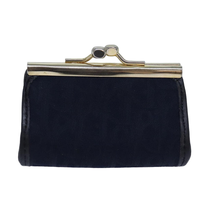 CHRISTIAN Top quality Dior Trotter Canvas Gamaguchi Coin Purse Navy Auth yk13757