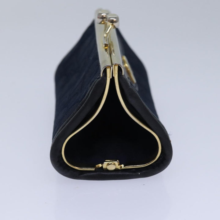 CHRISTIAN Top quality Dior Trotter Canvas Gamaguchi Coin Purse Navy Auth yk13757