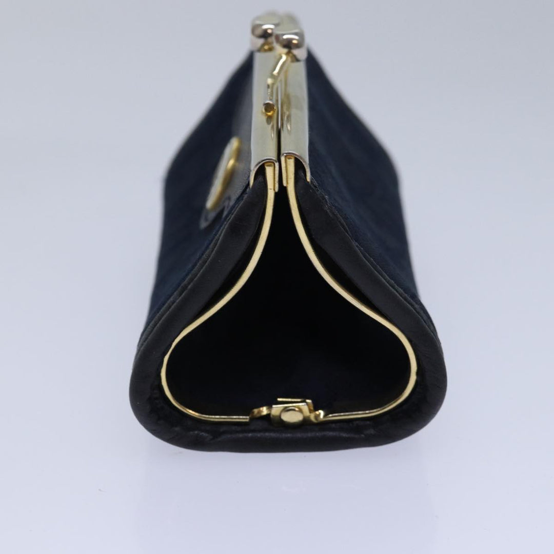 CHRISTIAN Top quality Dior Trotter Canvas Gamaguchi Coin Purse Navy Auth yk13757