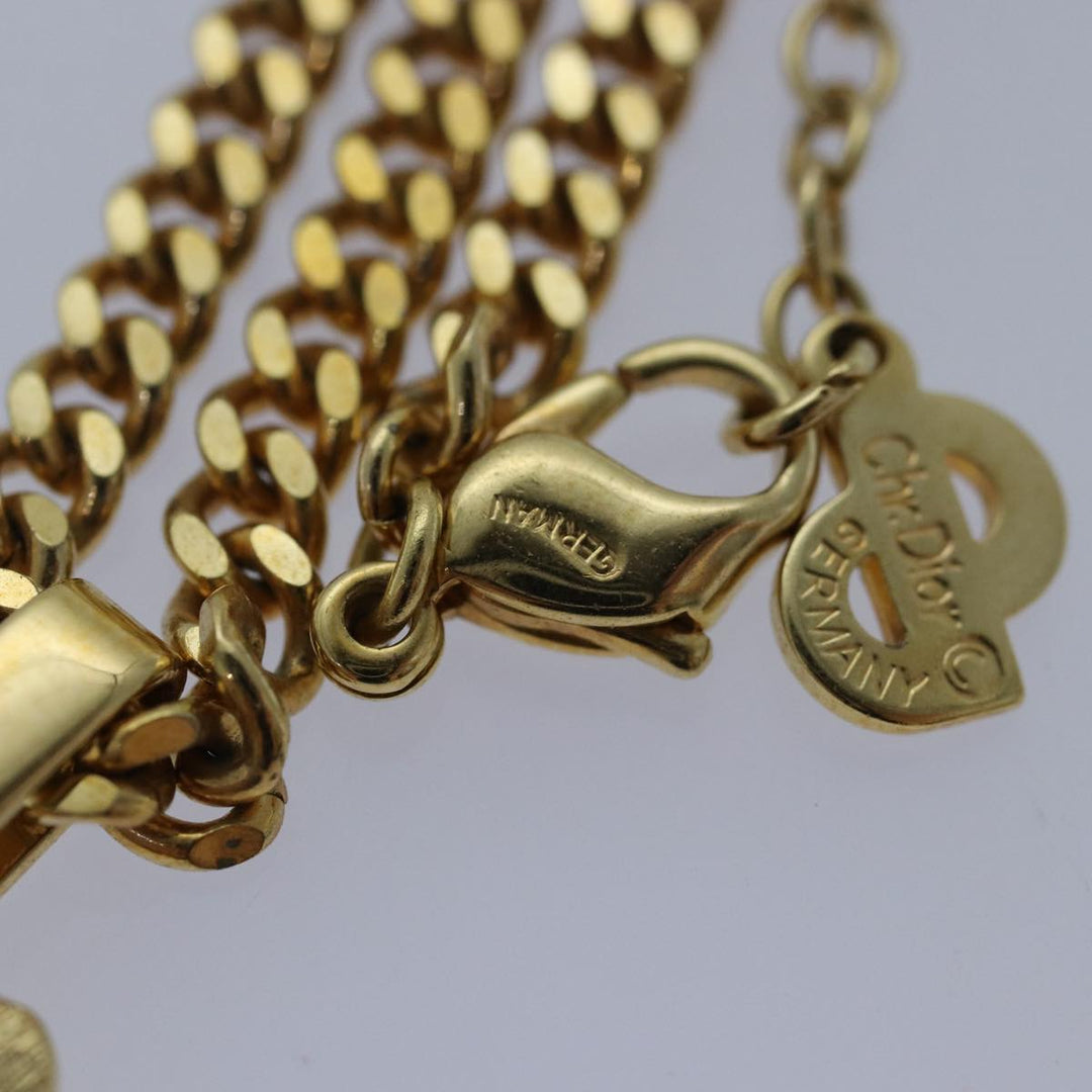 CHRISTIAN Top quality Dior Necklace metal Gold Auth yk13763