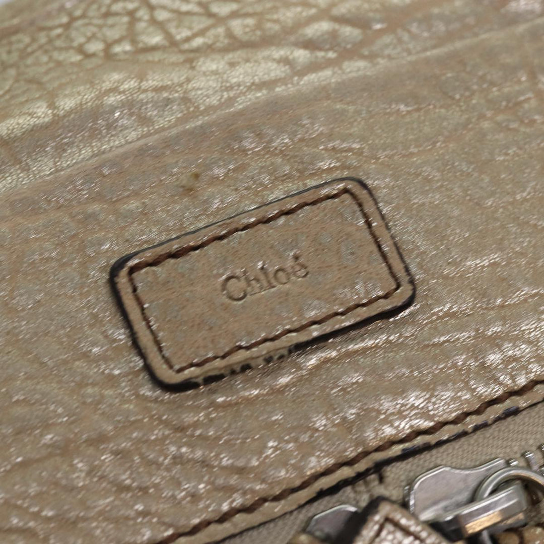 Chloe Shoulder Bag Leather Gold yk13782