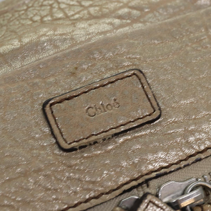 Chloe Shoulder Bag Leather Gold yk13782