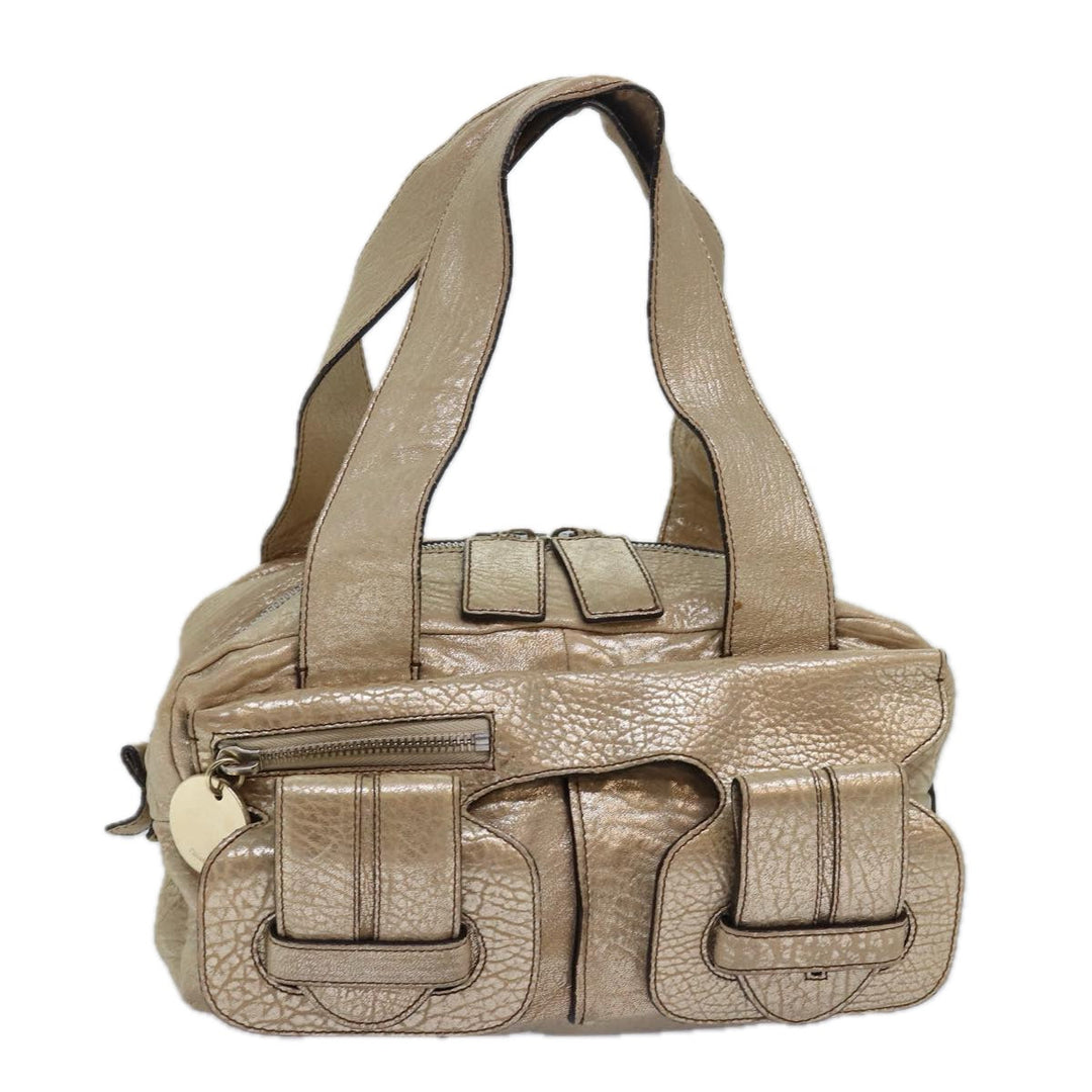 Chloe Shoulder Bag Leather Gold yk13782