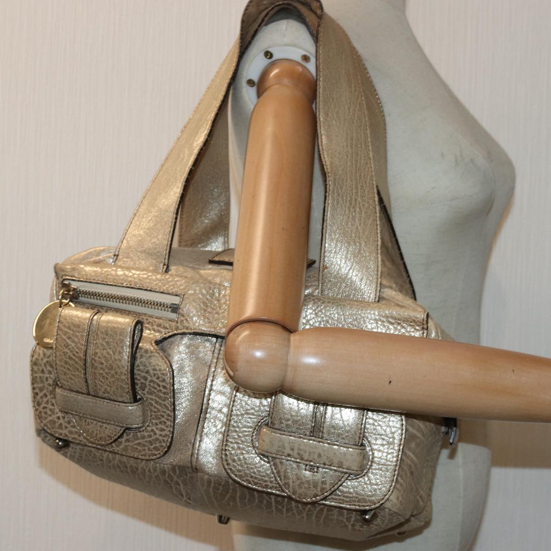 Chloe Shoulder Bag Leather Gold yk13782