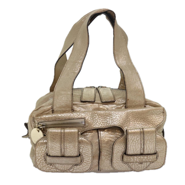 Chloe Shoulder Bag Leather Gold yk13782