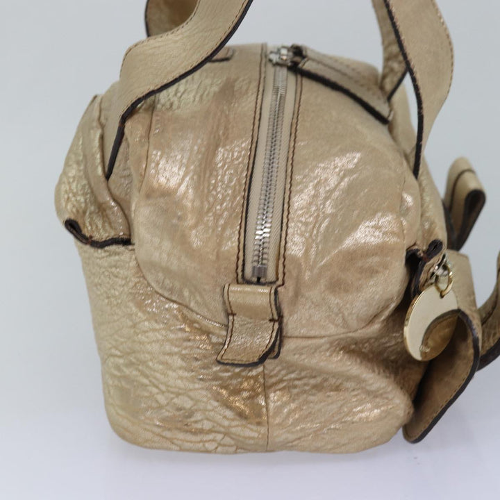 Chloe Shoulder Bag Leather Gold yk13782