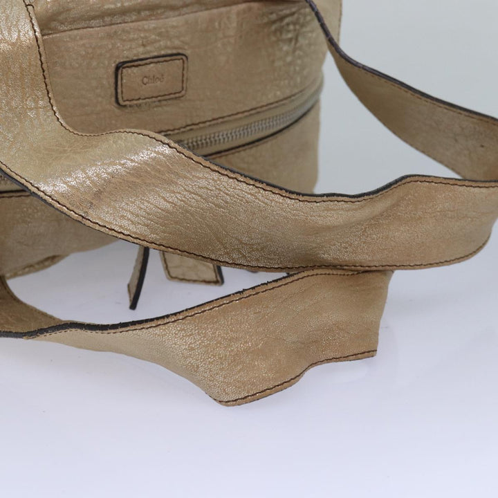 Chloe Shoulder Bag Leather Gold yk13782