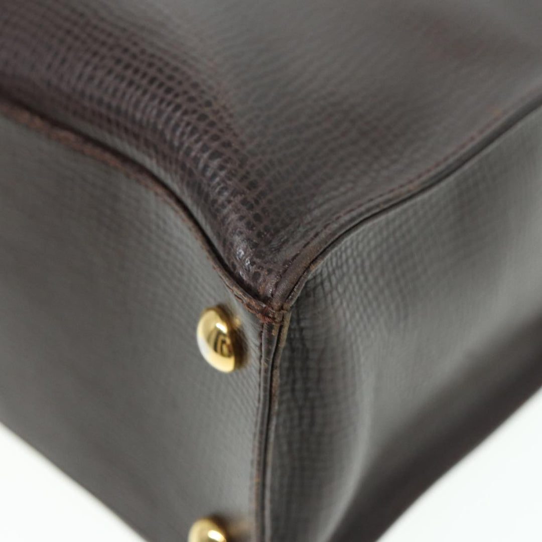 CHRISTIAN Top quality Dior Tote Bag Leather Brown Auth yk13800