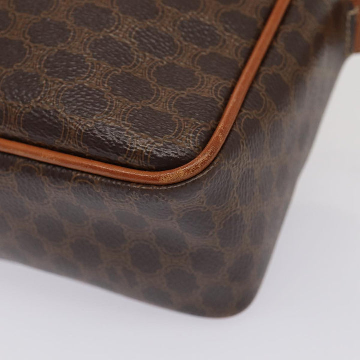 Celine Macadam Canvas Shoulder Bag PVC Leather Brown Auth yk13816
