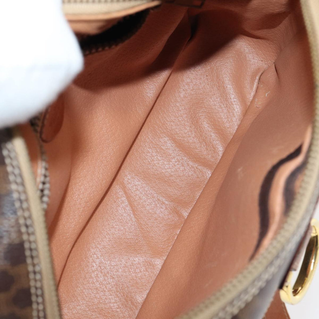 Celine Macadam Canvas Shoulder Bag PVC Leather Brown Auth yk13816