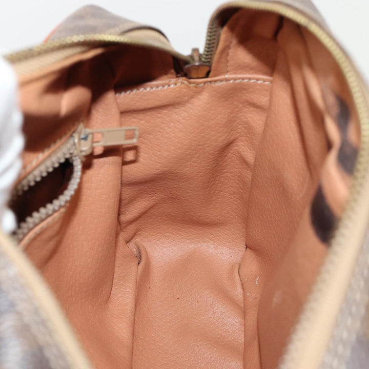 Celine Macadam Canvas Shoulder Bag PVC Leather Brown Auth yk13816