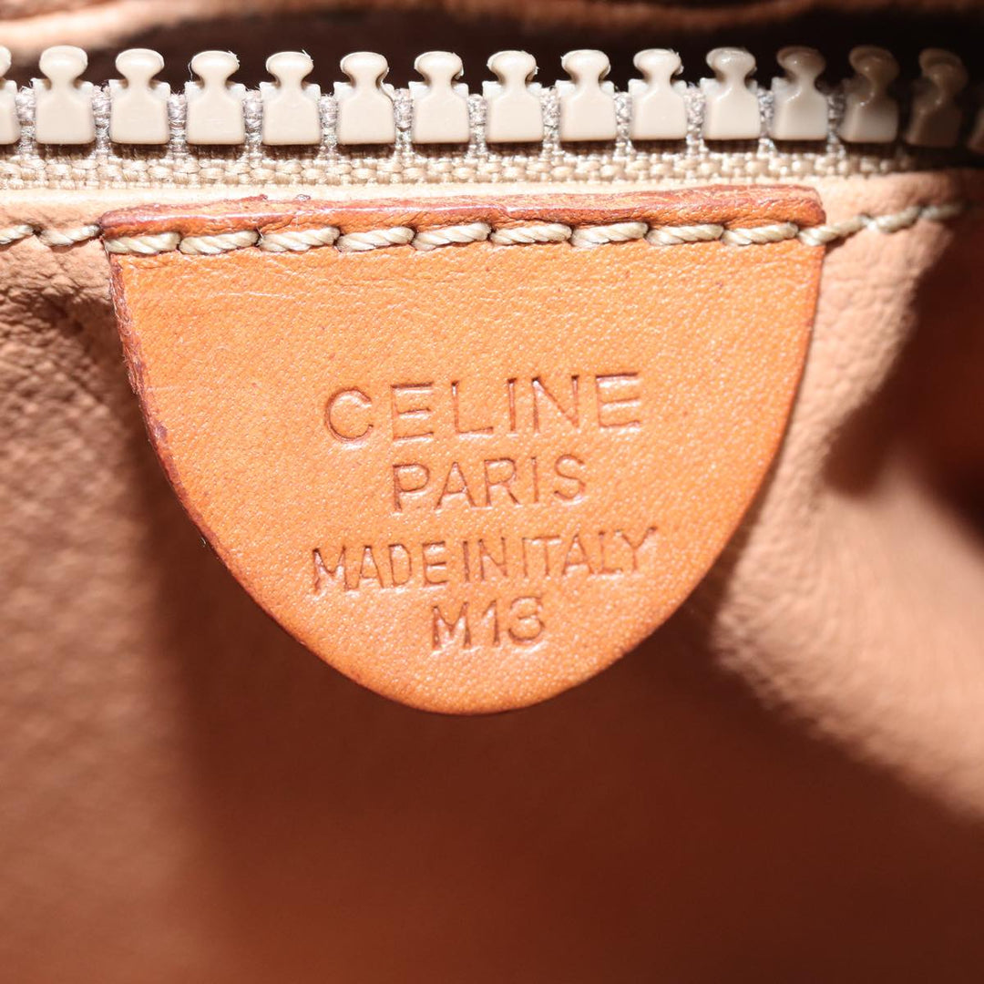 Celine Macadam Canvas Shoulder Bag PVC Leather Brown Auth yk13816
