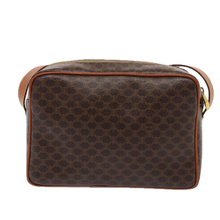 Celine Macadam Canvas Shoulder Bag PVC Leather Brown Auth yk13816