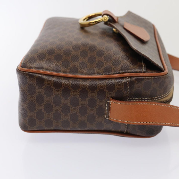 Celine Macadam Canvas Shoulder Bag PVC Leather Brown Auth yk13816