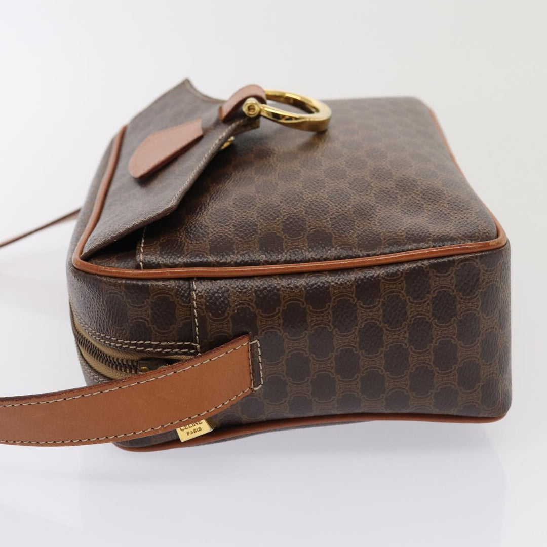Celine Macadam Canvas Shoulder Bag PVC Leather Brown Auth yk13816
