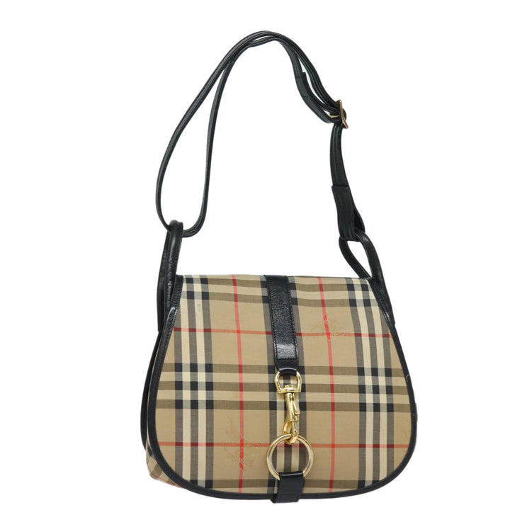 BurberrySs Nova Check Shoulder Bag Canvas Beige Auth yk13921