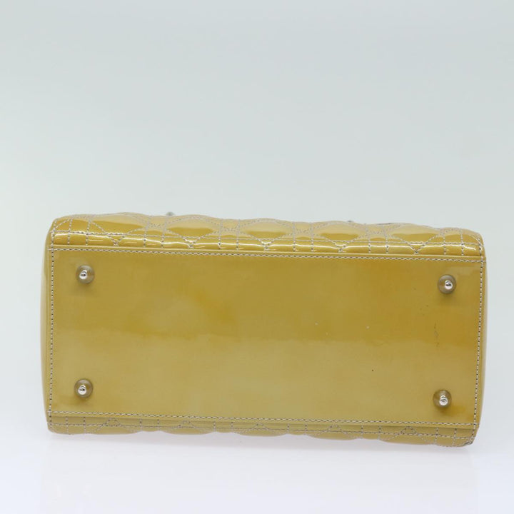CHRISTIAN Top quality Dior Lady Top quality Dior Canage Hand Bag Enamel 2way Yellow Auth yk13927